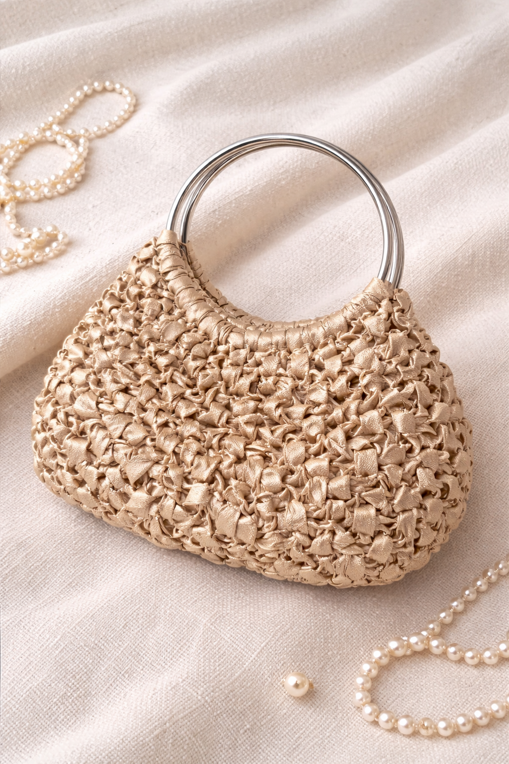 Asas redondas plateadas para bolso 10 cm