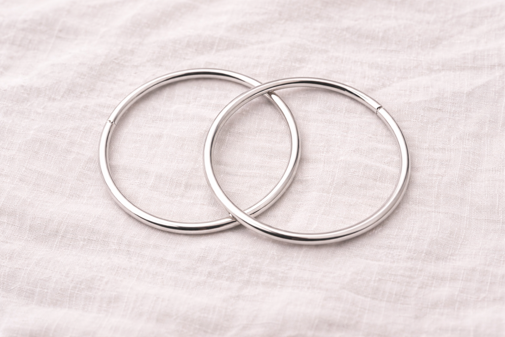 Asas redondas plateadas para bolso 10 cm