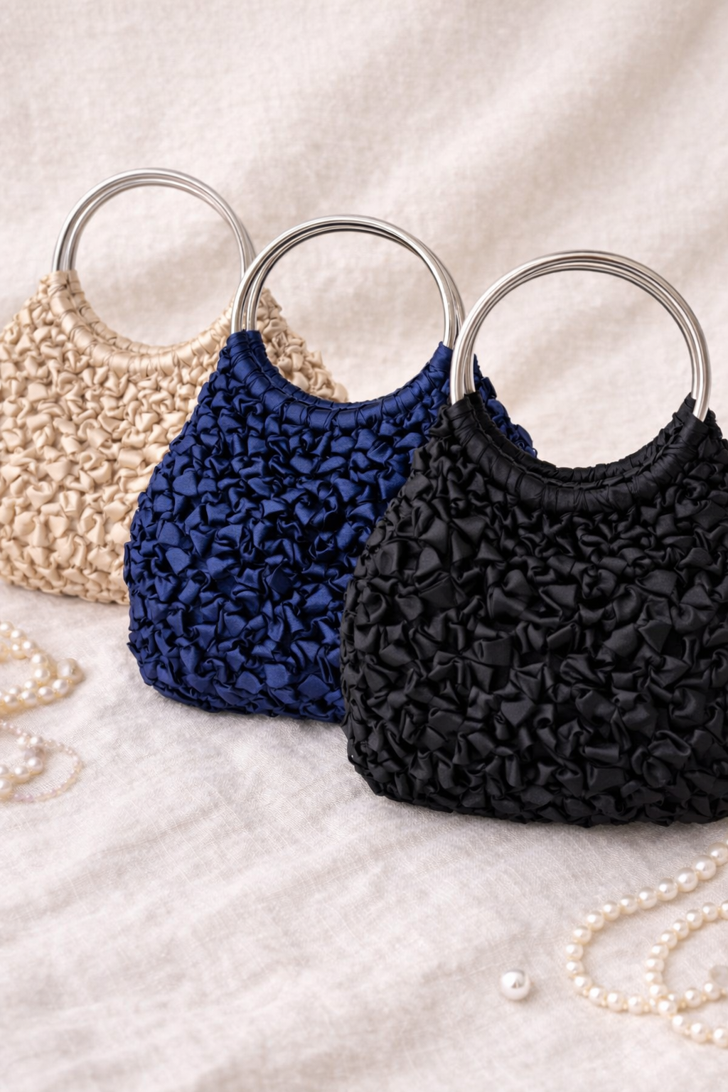 Asas redondas plateadas para bolso 10 cm