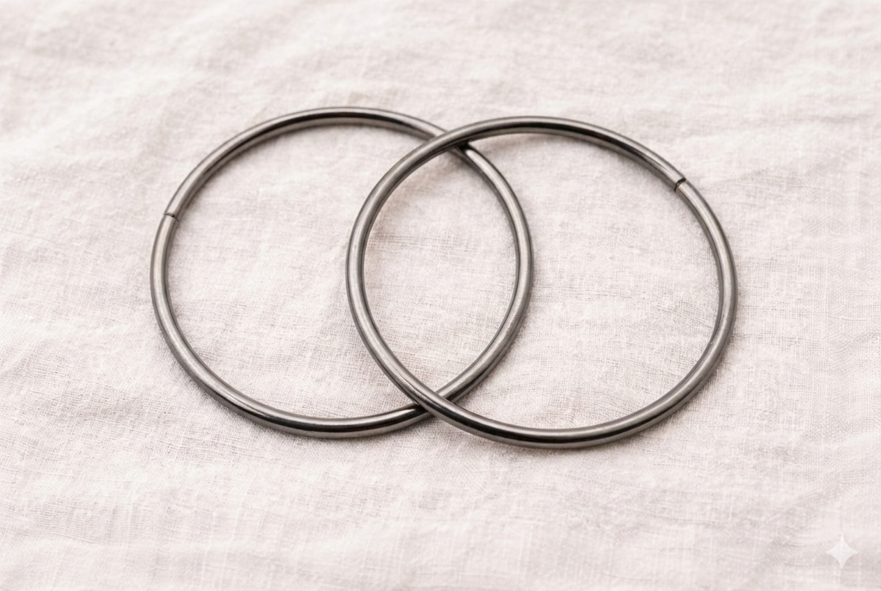 Asas redondas negras para bolso 10 cm